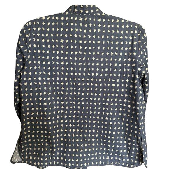 Marni Women’s Star Print Button Down Shirt Vintage Navy Cream Size IT 40 US 4 - Picture 4 of 13